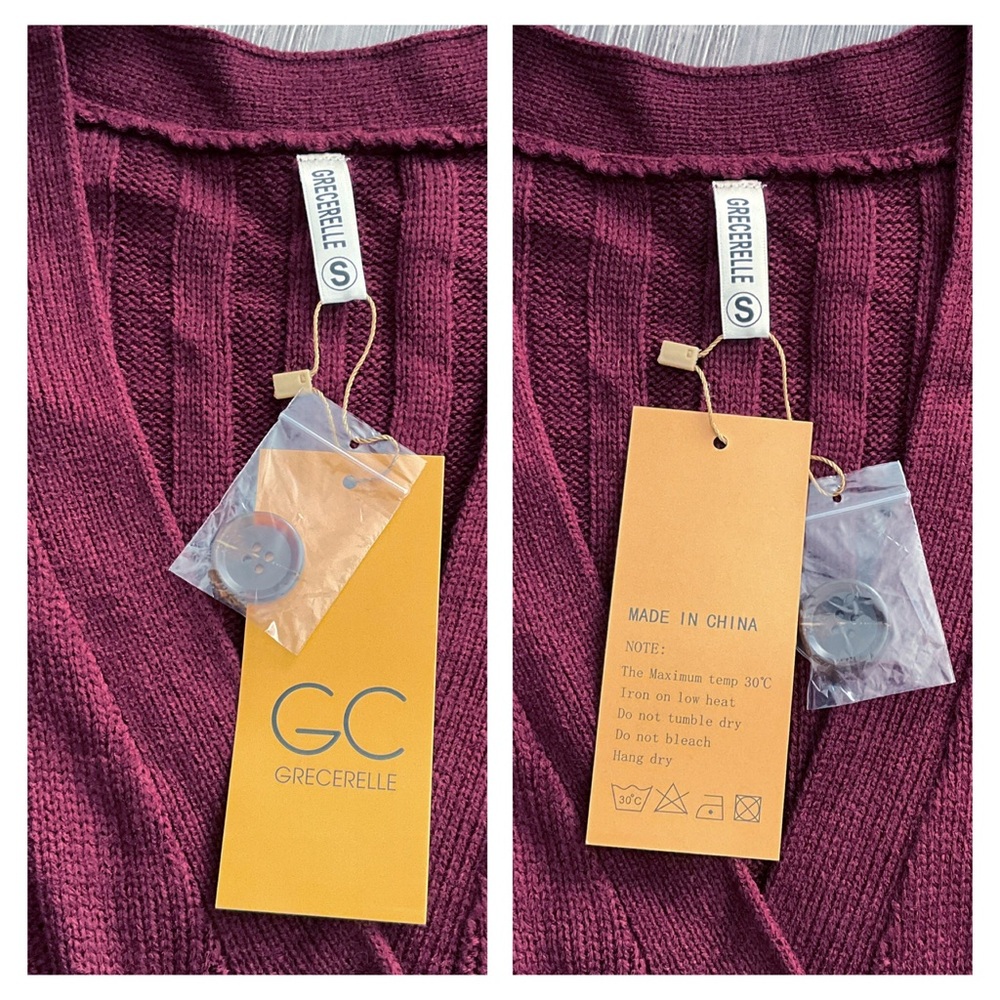 NWT Grecerelle Cableknit Buttonfront Sweater Long Sleeves Pockets - Picture 7 of 13